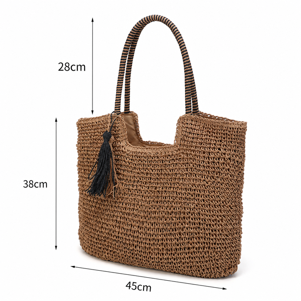Cerdeña - Bolso de Rafia Tejida con Borla