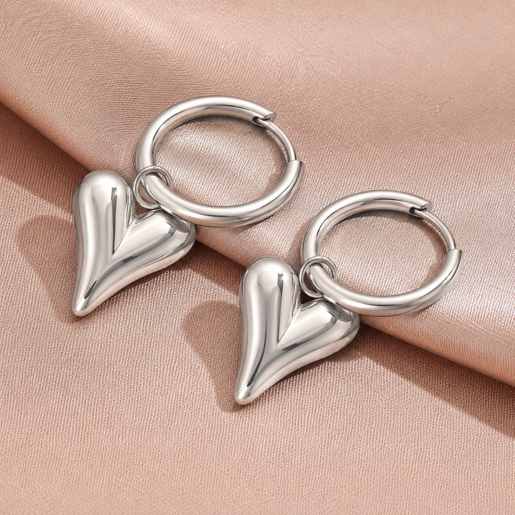 Alma - Pendientes Dorados de Corazon