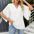 Nuvola - Blusa de Gasa con Cuello V y Manga Holgada