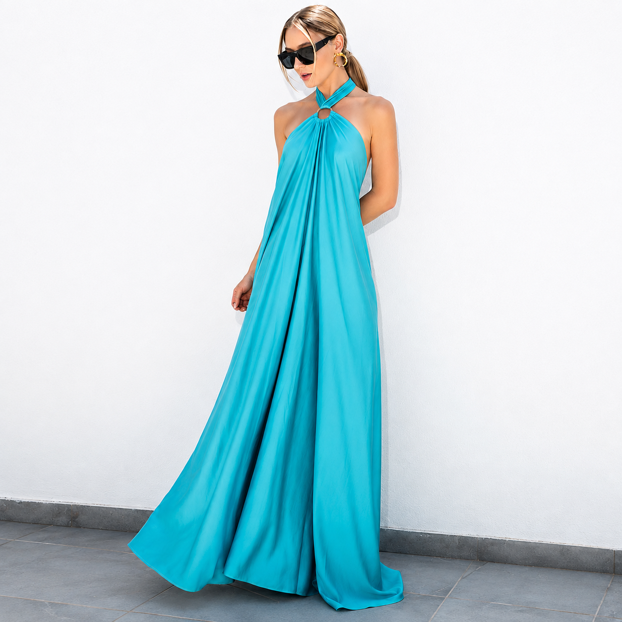 Santorini - Vestido Largo de Satén
