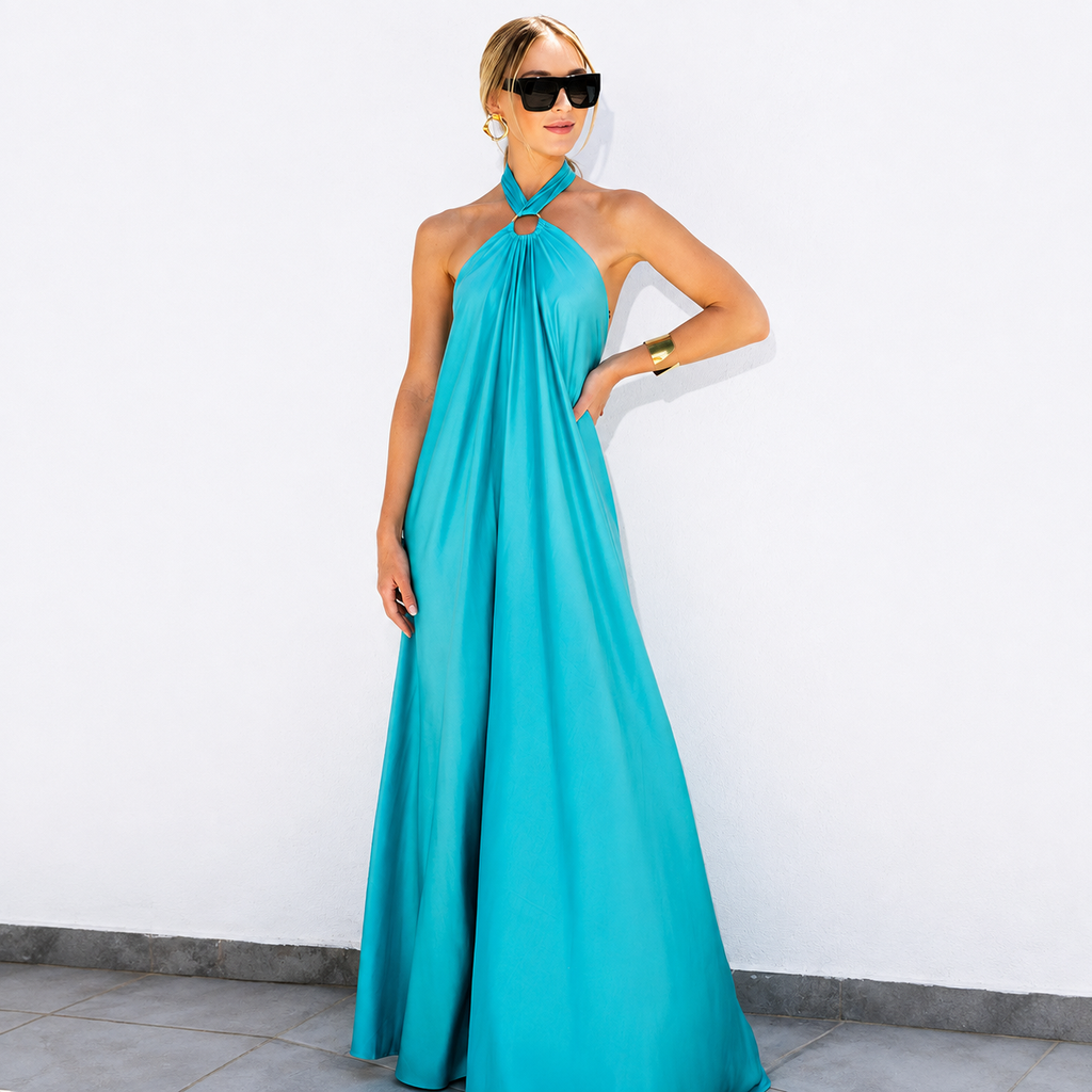 Santorini - Vestido Largo de Satén