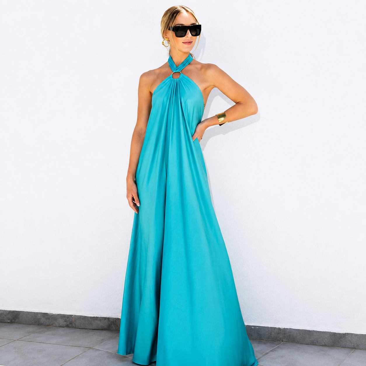 Santorini - Vestido Largo de Satén