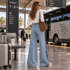 Liora - Pantalón Vaquero de Pierna Ancha con Volante