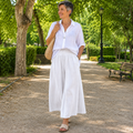 Palazzo - Pantalón Culotte Ancho de Lino con Cintura Alta