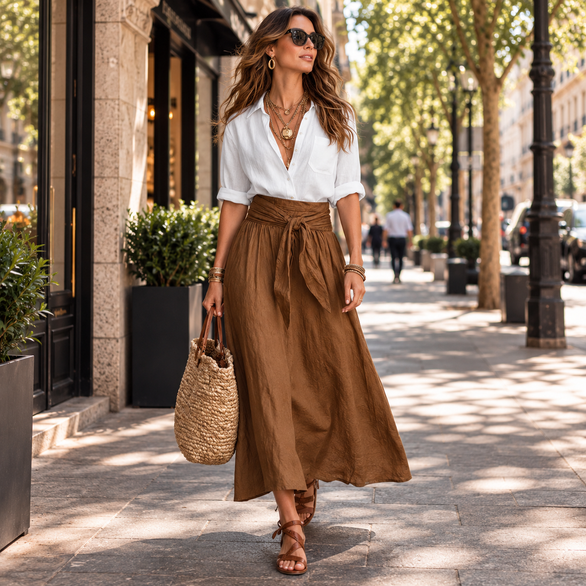 Sicilia - Conjunto de Blusa y Falda Larga