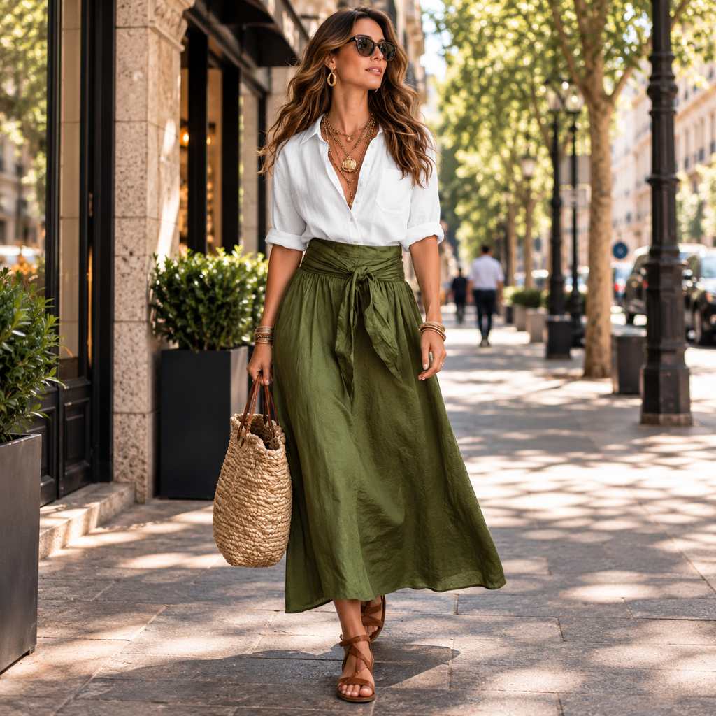Sicilia - Conjunto de Blusa y Falda Larga