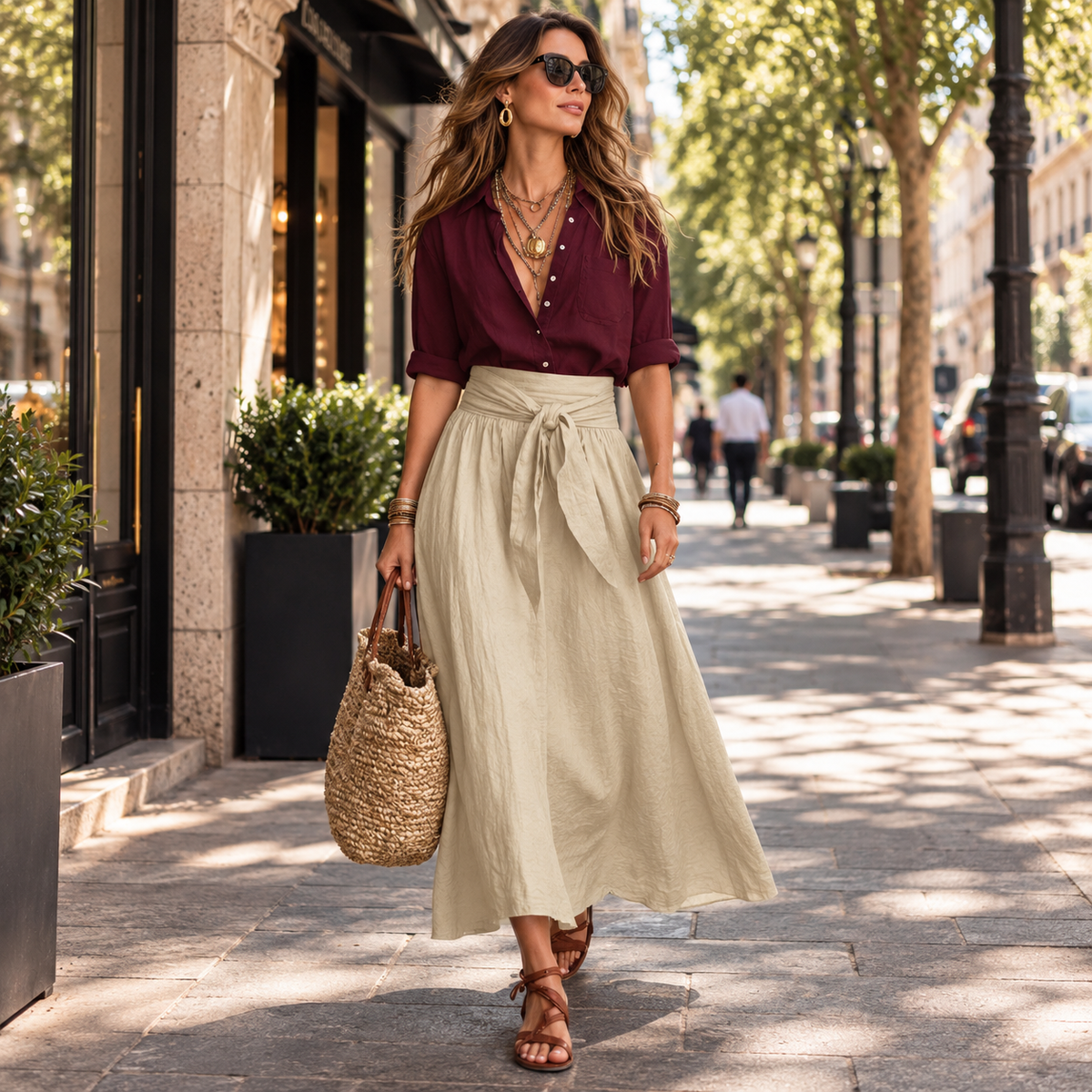 Sicilia - Conjunto de Blusa y Falda Larga
