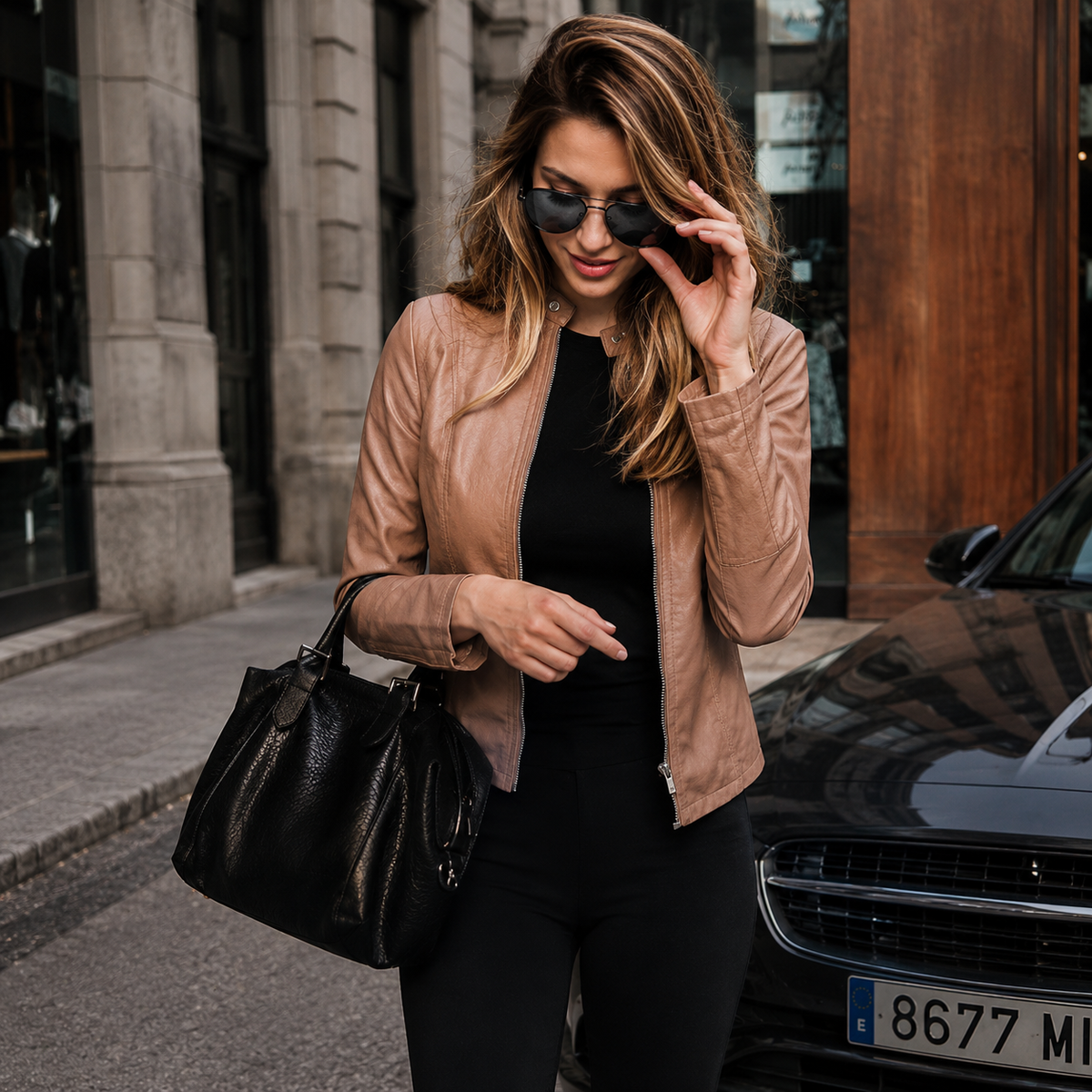 Bolonia - Chaqueta Entallada Efecto Piel
