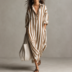Sarah - Vestido Camisero Boho de Rayas