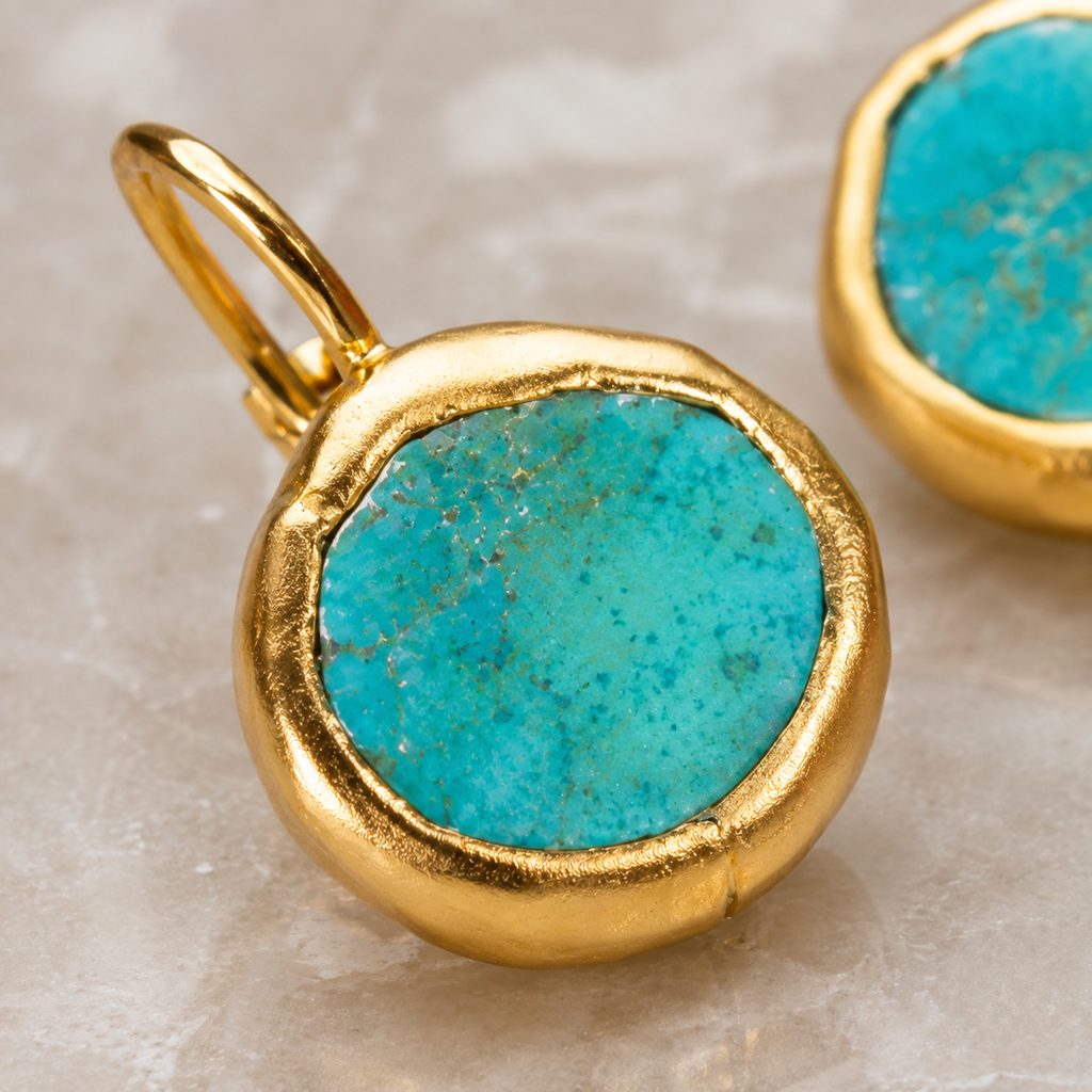 Zafira - Pendientes Dorados con Piedra Azul
