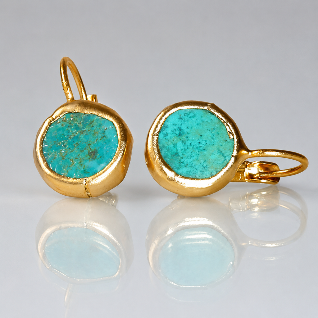 Zafira - Pendientes Dorados con Piedra Azul