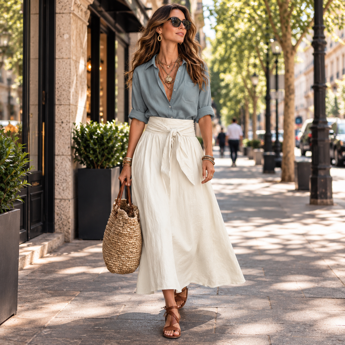 Sicilia - Conjunto de Blusa y Falda Larga