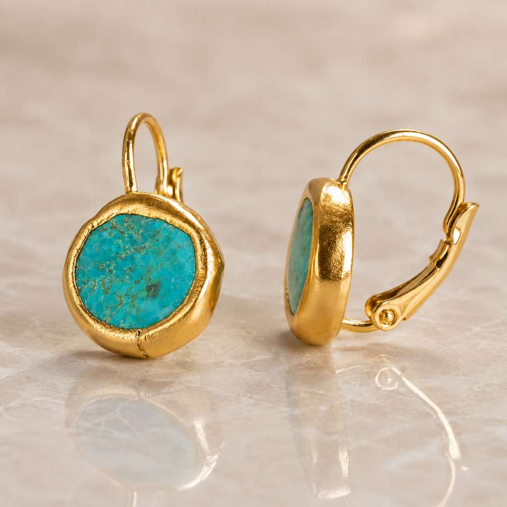 Zafira - Pendientes Dorados con Piedra Azul