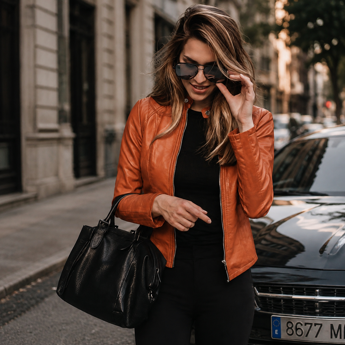 Bolonia - Chaqueta Entallada Efecto Piel