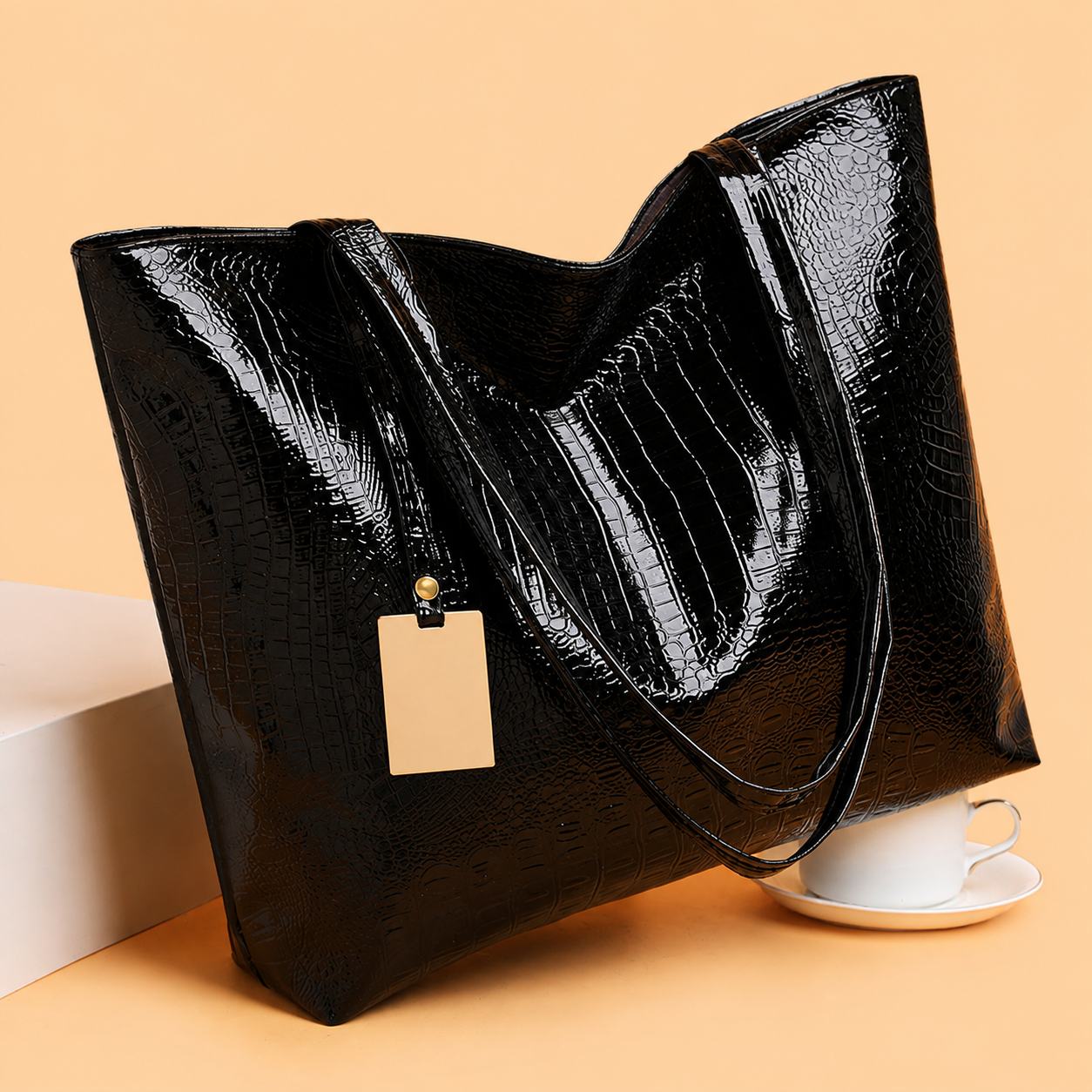 Tina - Bolso Tote Efecto Cocodrilo de Gran Capacidad