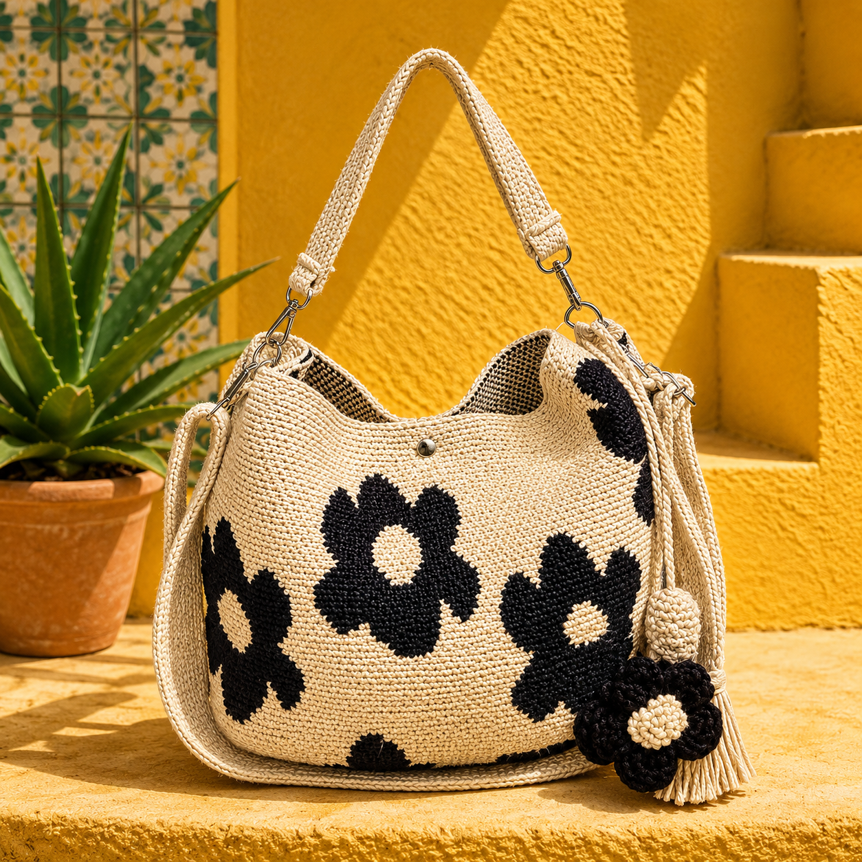 Formentera - Bolso de Crochet con Flores