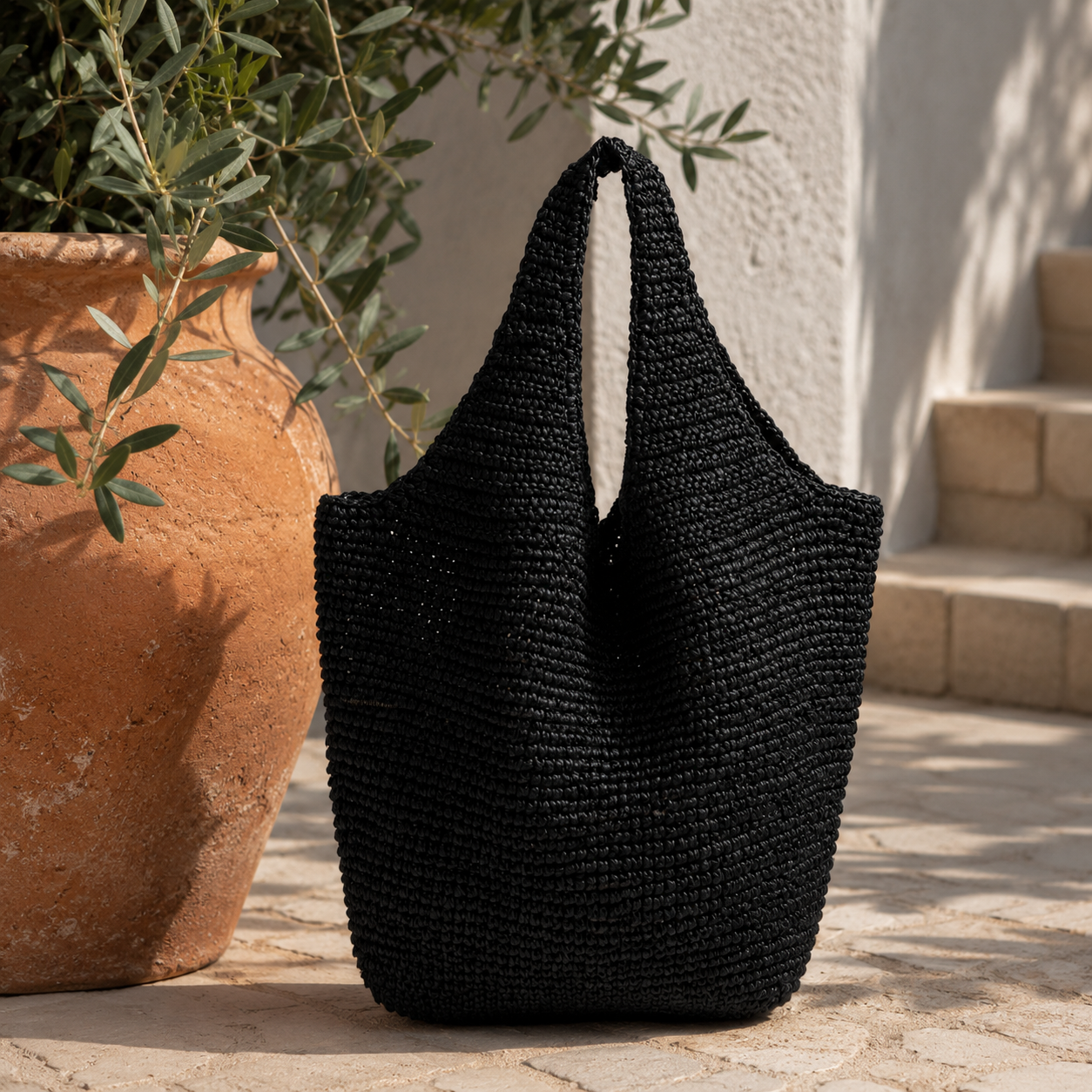 Mijas - Bolso Shopper de Rafia Trenzada