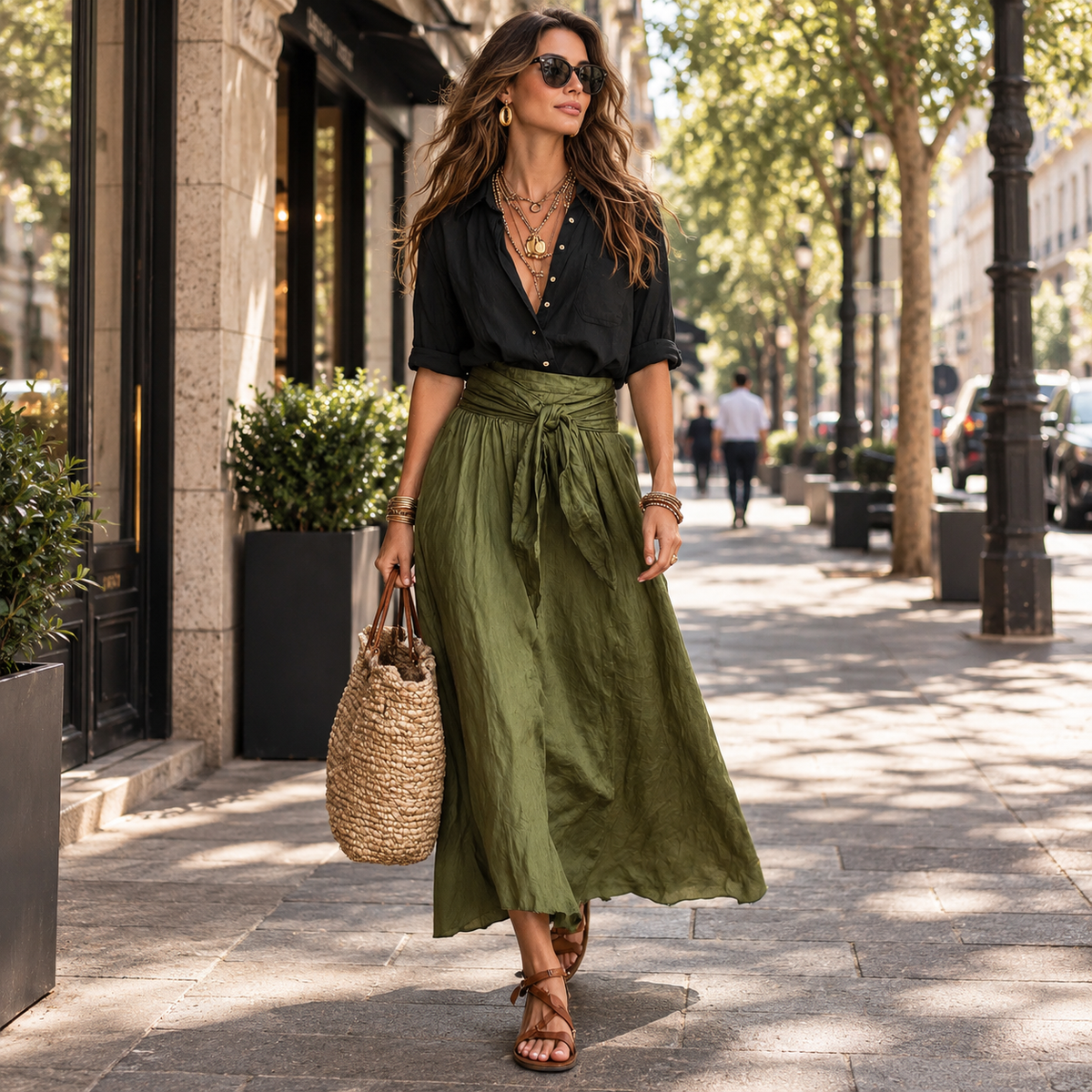 Sicilia - Conjunto de Blusa y Falda Larga