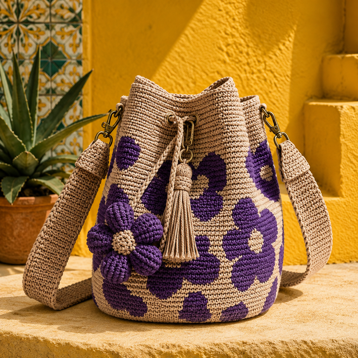 Formentera - Bolso de Crochet con Flores