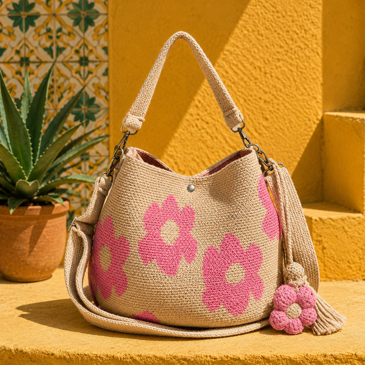 Formentera - Bolso de Crochet con Flores