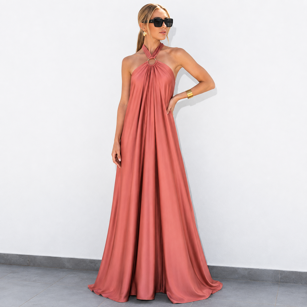 Santorini - Vestido Largo de Satén