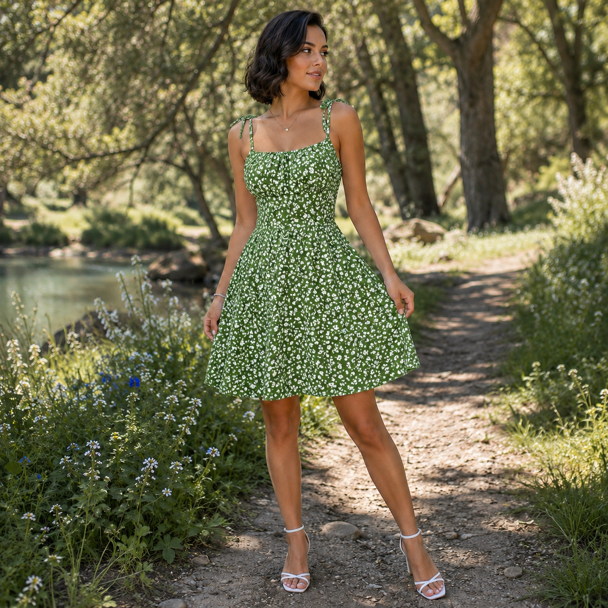 Flora - Vestido Mini de Tirantes con Estampado Floral