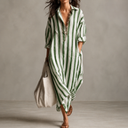 Sarah - Vestido Camisero Boho de Rayas